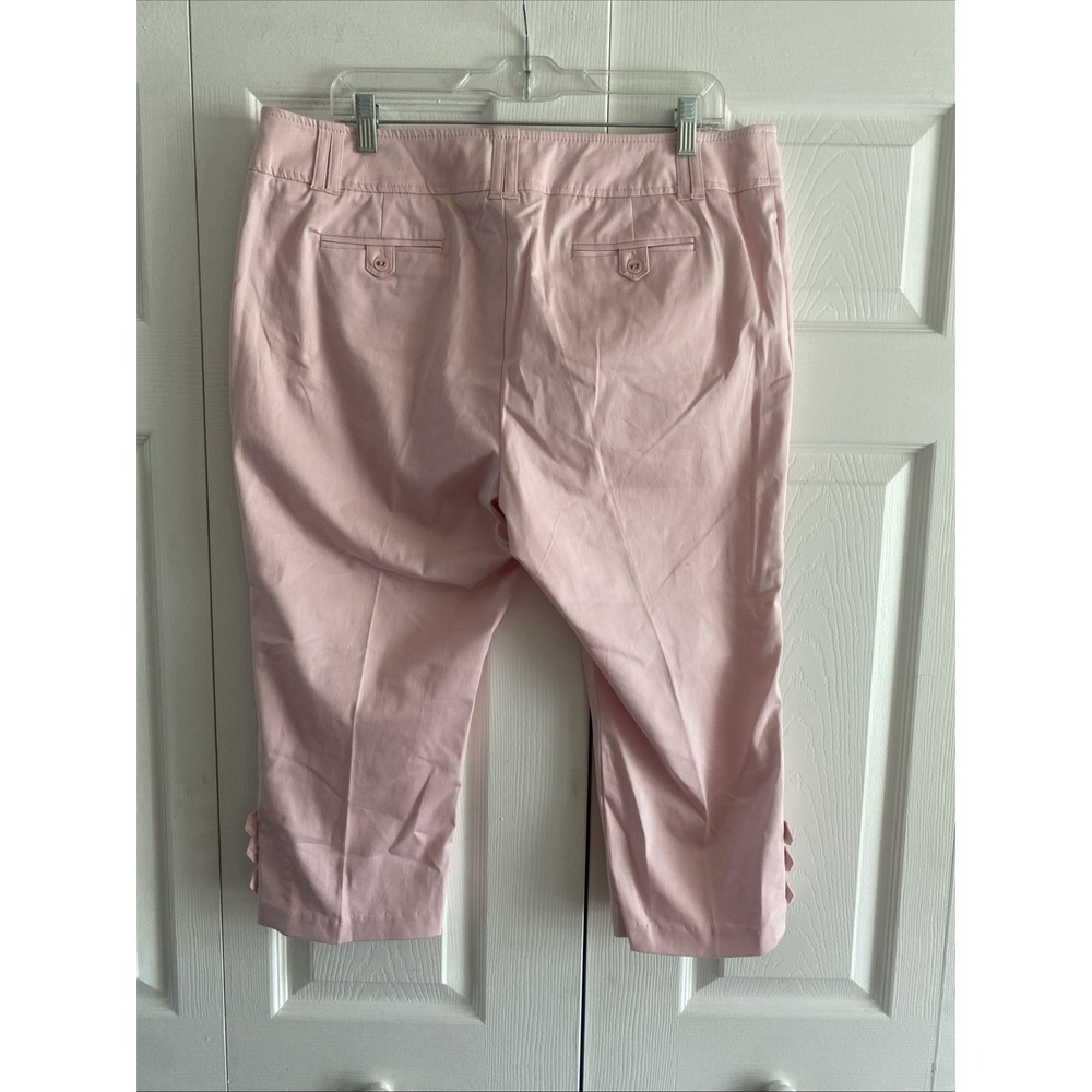 Tribal Stretch Capri Pants Womens Size 14 Pink Cropped Button Hem Cotton Coastal - Picture 5 of 9